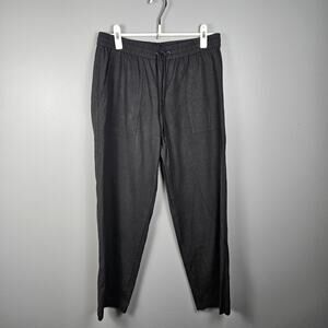 Theory Womens M Linen Drawstring Pull On Tapered Ankle Pants Minimalist Black